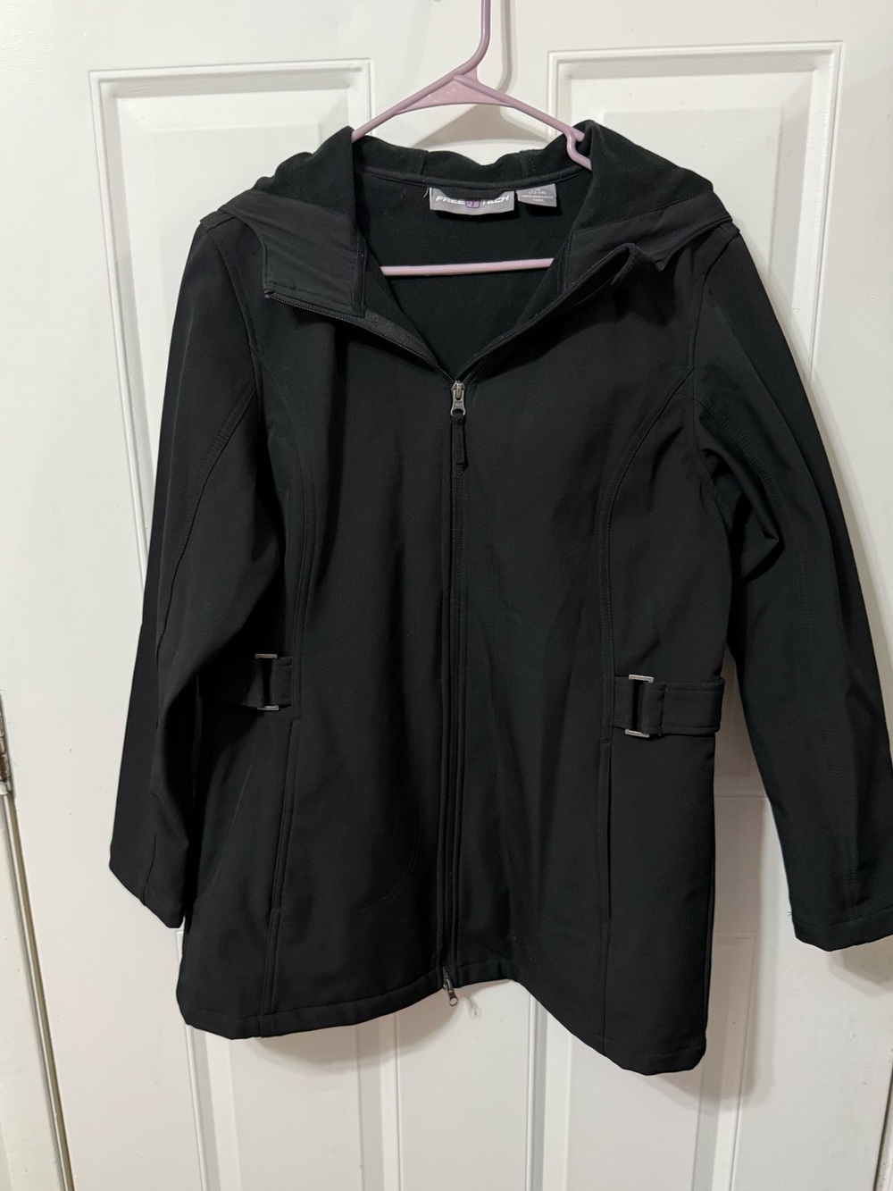 Black Hooded Zip-Front Jacket